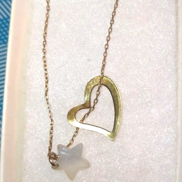 Gold Floating Heart & Dangling Star Charm - Picture 6 of 16